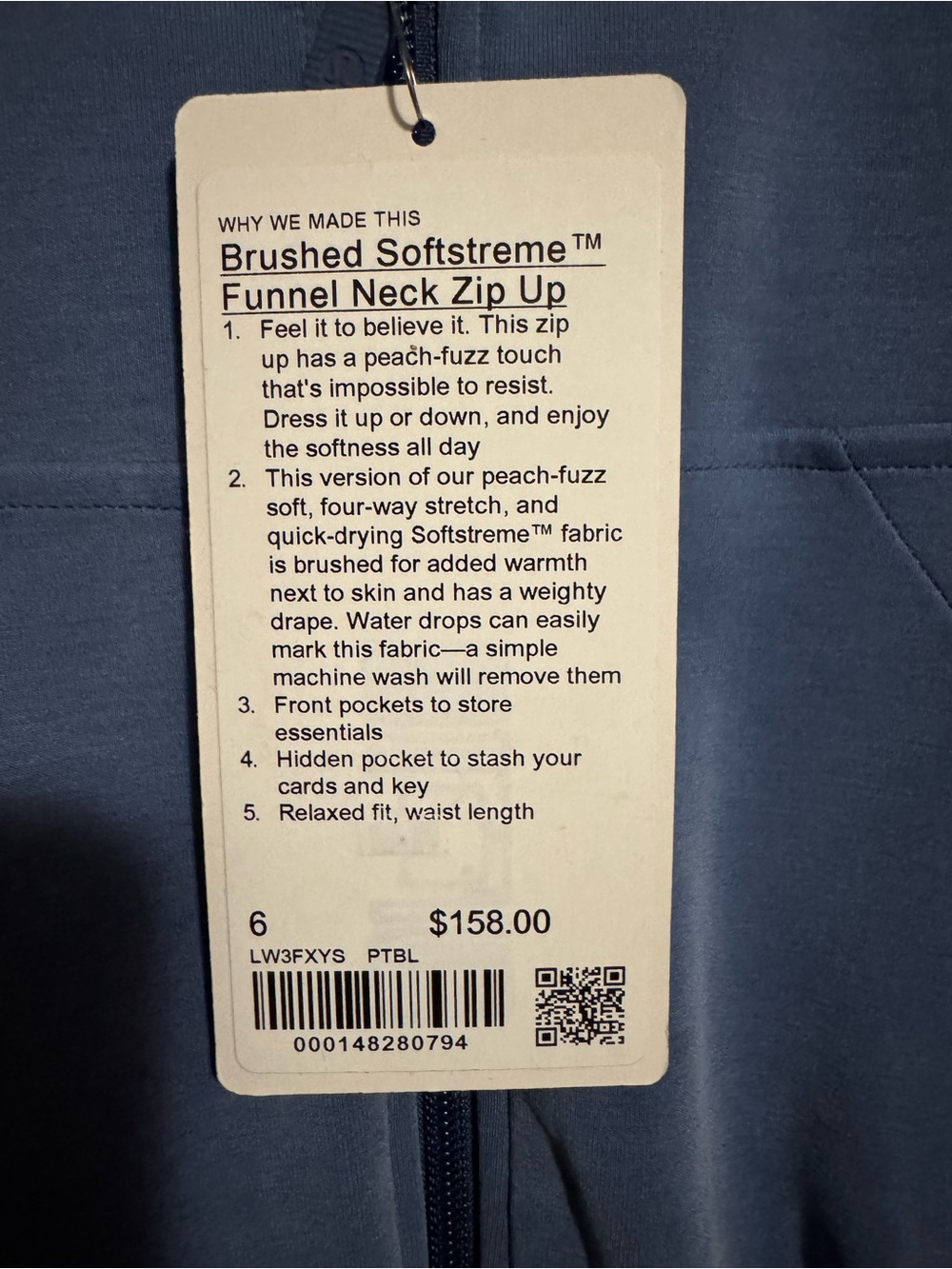 NWT Women’s Lululemon Brushed Softstreme
Funnel Neck Zip Up Size 6 - Picture 11 of 11